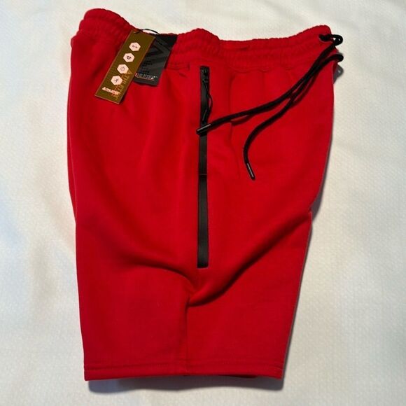 Red Fleece Shorts Mens Medium Zip Pockets Athletex - Picture 1 of 4